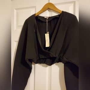 Blouse - pleated crop blouse